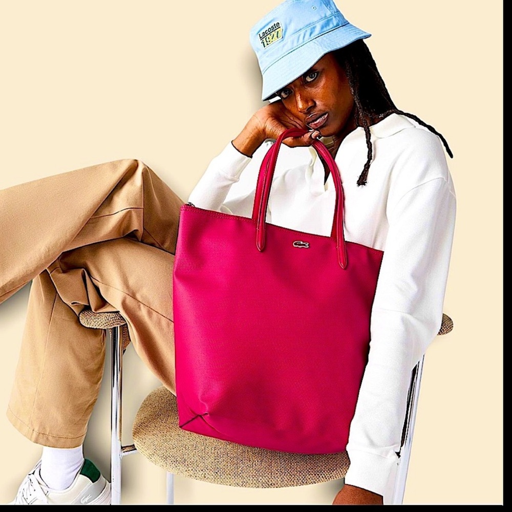 Lacoste Women's L.12.12 Concept Vertical Zip Tote Bag Pink